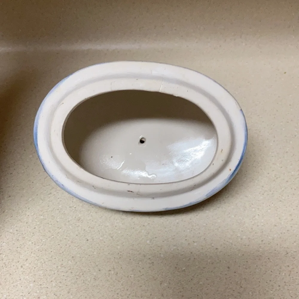 Decorative Ceramic Lemon Canister - Blue and Yellow